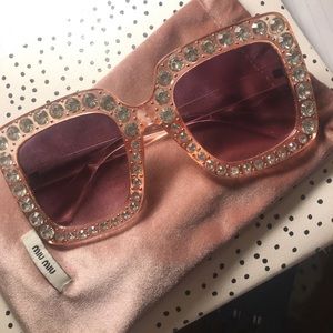 Pink large frame crystal sunnies
